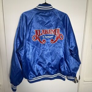 Vintage Auburn XL Music Group Alabama Satin Jacket Blue Made In USA 80s